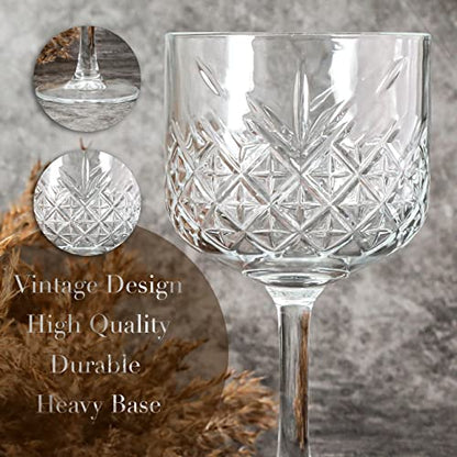 Extra Large Vintage Coupe Glass Set of 2, Crystal Design Cocktail Glasses, Long Stem Martini Margarita Champagne Wine Goblet, Elegant Barware for Home & Parties (16.9oz/500ml) (Queen Set of 2)