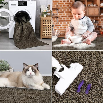 ROYHOME Hallway Runner Rug 2x8 Print Braided Washable Runner Rug for Entryway - color: Brown, size: 2' x 8' (Rectangular)