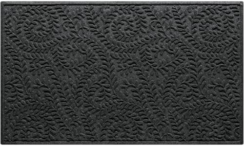 WaterHog Boxwood Front Door Mat Indoor Outdoor Entrance, All-Weather Mats | Heavy Duty Outdoor Doormats, Non-Slip Rubber Backing, Dirt & Moisture Trapper, Low Profile, Made in USA, 35"x59", Charcoal - color: Charcoal, size: Large 35"x59" (3’x5’)