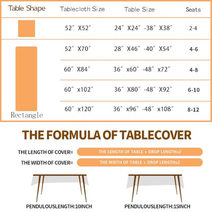 MATIRUG Heavy Duty Vinyl Tablecloth with Flannel Backed, Waterproof Oil-Proof - size: 70" x 52" (Rectangular)