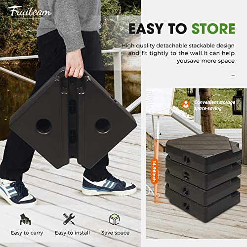 FRUITEAM Patio Cantilever Umbrella Base Weight, 4-Piece Offset Umbrella Base Stand Heavy Duty, Wind-Resistant, Water & Sand Filled Base Up to 180 LBS - color: Brown
