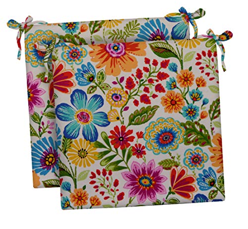 RSH DECOR: Outdoor Foam Seat Cushions Set of 2 | 19" x 19" x 3" | All-Weather Spun Fabric | Square Seat Cushions for Patio Furniture | Gregoire Fresco - color: Gregoire Fresco, size: 19" x 19" x 3"