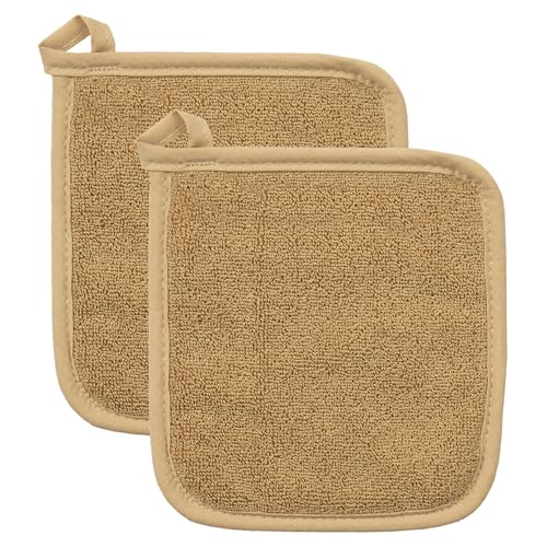 RITZ Terry Potholder & Hot Pad: Unparalleled Heat Resistant, Durable 100% Cotton – Ergonomically Designed for Optimal Grip – Easy-Care Machine Washable – 2-Pack, Straw - color: Straw, size: 2-Pack