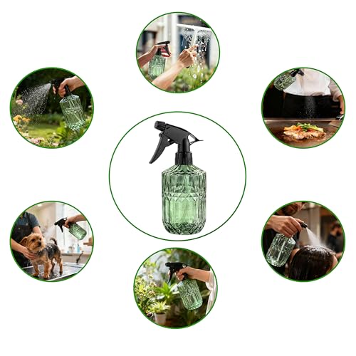 Glass Plant Misters for Inside, 13.5 oz Mister Spray Bottle for Plants, Spring Gardening, Cleaning, Hair, Pets Care with Adjustable Nozzle