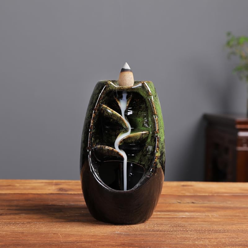 Backflow Incense Burner Ceramic Backflow Incense Burner Aromatherapy Burner Home Incense Burner Ornaments Home Incense Cone Incense Burner Aromatherapy Ornament Incense Waterfall(D) - color: D