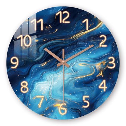 Large Blue Wall Clocks for Living Room Decor - Analog 16 Inch Wall Clocks Battery Operated - Silent Wall Clock Non Ticking for Bedroom Office Home Decor - color: Blue Marble, size: 16 inch