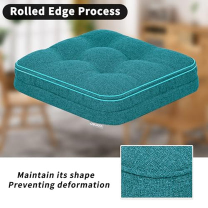 GOFORIT Memory Foam Cushion，Square Seat Cushions for Dining Chairs,Non-Slip Chair Pads with Removable Cover, 16'' x 16'', Blue - color: Blue