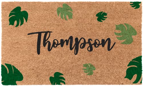 COCO MATS 'N MORE Personalized Coco Coir Spring Doormat – Outdoor Welcome Mat for Porch & Entryway, Durable Front Door Mats with Vinyl Backing (18" x 30" | Spring Leaves Custom Doormats | Made in USA) - color: Custom - Spring Leaves (18" X 30"), size: 18"