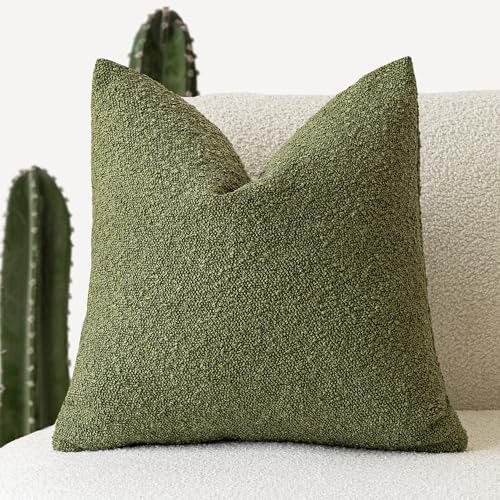 Foindtower Decorative Textured Boucle Throw Pillow Covers Accent Solid Pillow Cases Neutral Soft Cozy Couch Cushion Case for Chair Sofa Bedroom Living Room Home Decor 16x16 Inch,1PC,Green - color: Forest, size: 16" x 16" (Pack of 1)