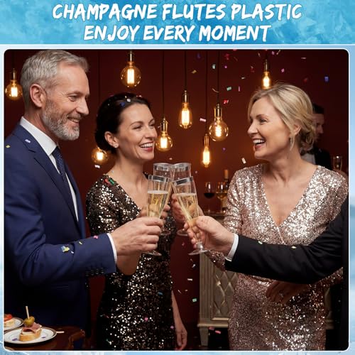 Silver Rim Party Cups Set, 48 Pack Disposable Plastic Drink Cups with Champagne Flutes, 24 Pcs 10oz Tumblers & 24 Pcs 4.5oz Toast Glasses, Cocktail Wedding Reception Party Supplies - color: Silver Rim