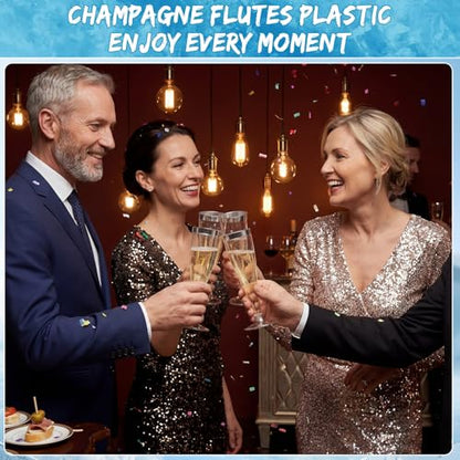 Silver Rim Party Cups Set, 48 Pack Disposable Plastic Drink Cups with Champagne Flutes, 24 Pcs 10oz Tumblers & 24 Pcs 4.5oz Toast Glasses, Cocktail Wedding Reception Party Supplies - color: Silver Rim