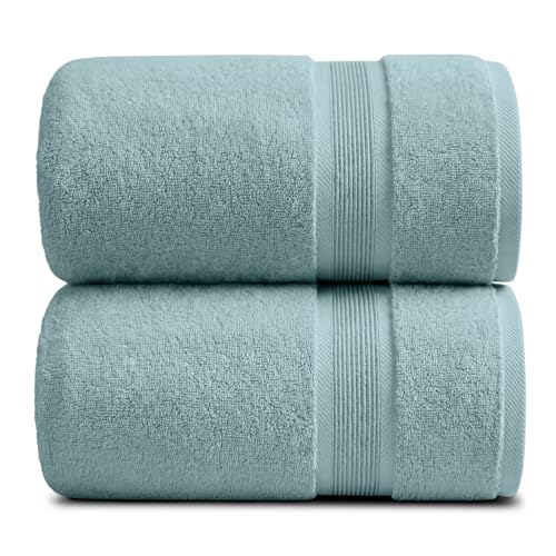 Luxury Bamboo Rayon Oversized Bath Towel Set | 2-Pack | Ultra Soft | Aegean | 35% Bamboo Rayon - 65% Zero Twist Cotton | Absorbent Quick-Dry Towels for Bathroom | Ultra Soft | OEKO-TEX Standard 100 - color: Aegean, size: Oversized Bath Towels (2 Pack)