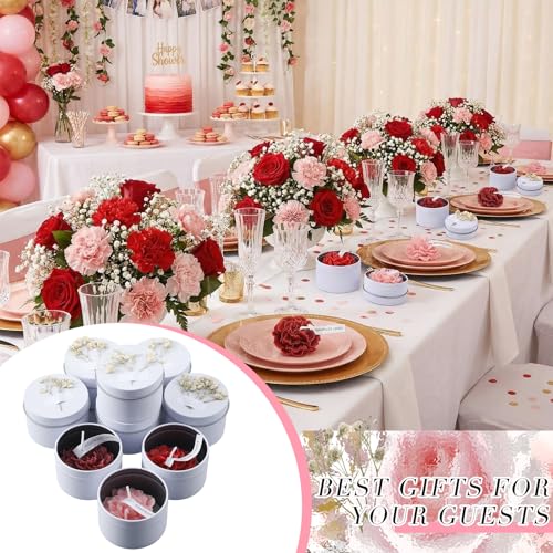 Threlaco 12 Pcs Flower Bridal Candles Set Bridesmaid Gift,Red Gradient | 2" Wax Scented Candle Bulk, with Dried Flower and Cans, for Wedding Shower Proposal Anniversaries Women Christmas Party Favor - color: Red Gradient