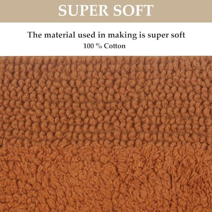Home Weavers Luxury Collection 100% Cotton Reversible Bathroom Rugs Set, Washable Rug, Extra Soft and Absorbent Bath Rug, Kitchen Mat, 2 Piece Set(S+M), Terracotta - color: Terracotta, size: 2 Piece Set(S+M)