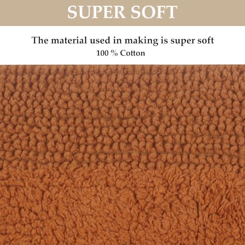 Home Weavers Luxury Collection 100% Cotton Reversible Bathroom Rugs Set, Washable Rug, Extra Soft and Absorbent Bath Rug, Kitchen Mat, 2 Piece Set(S+L), Terracotta - color: Terracotta, size: 2 Piece Set(S+L)