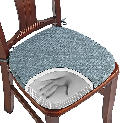 BUYUE Luxury 100% Pure Memory Foam Chair Cushion 1 Pack, Jacquard 16" U-Shape Comfortable Dining Chair Pad, Removable Slip Resistant Kitchen Chair Seat Cushion, (1 Piece, Sky Blue) - color: Sky Blue