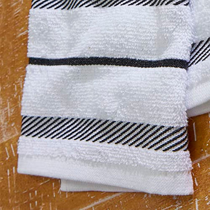KitchenAid Albany Kitchen Towel 4-Pack Set, Matte Black/White, 16"x26" - color: Matte Black/White, size: 16"x26"
