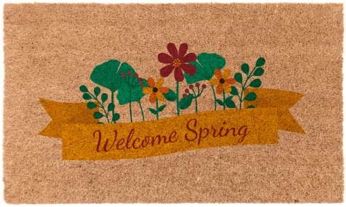 COCO MATS 'N MORE Spring Coir Doormat – Durable Coir Door Mat with Vinyl Backing, Stylish Outdoor Mat for Entryway, Porch Mat, and Front Door Mat (|18" X 30" | Bring On Spring| Made in USA) - color: Bring on Spring, size: 18" X 30"