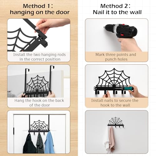 Reallnaive Cobweb Over The Door Hooks Christmas Gothic Bathroom Decor Creepy Hanger Wall Mount Rack Holder for Towel, Hat, Coat, Cloth, Keychain, Bag, Home Organizer - style: Cobweb