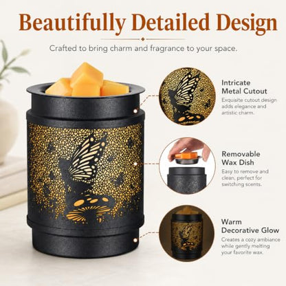 Wax Melt Warmer Metal Wax Warmer for Scented Wax (Flower Fairy) | Electric Fragrance Candle Oil Burner 2 in 1 Wax Melts as Gifts for Moms Grandma Women Girls - style: Flower Fairy