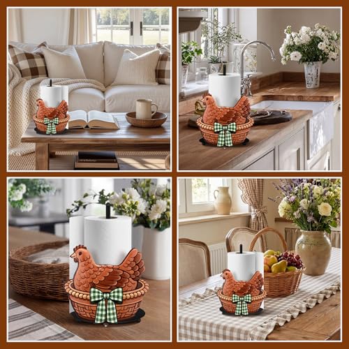 Hen Paper Towel Holder Black Metal Paper Towel Holder Large Decorative Tissue Stand Kitchen Decor Accessories for Home Party Bathroom Countertop Dining Table - style: Hen on Nest