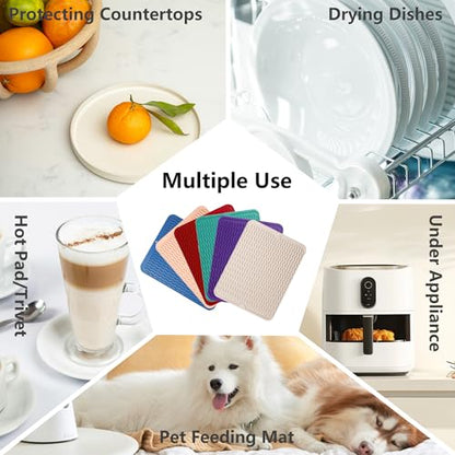 ZLR 4-in-1 Silicone Mat: Air Fryer & Coffee Maker, 12"x12", Midnight Blue | Dish Drying Mat, Heat-Resistant Trivet to 450°F, Appliance Non-Slip Base, Food-Grade, Dishwasher Safe, Rolls Up - color: Midnight Blue, size: 12" x 12"