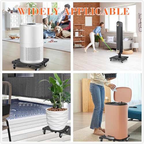 2 Pack Plant Stand with Wheels, 12" Rolling Plant Stand 264 LBS Heavy Duty Wooden Square Plant Caddy with Metal 360° Lockable Caster Wheels for Outdoor Indoor Large Plant Pots, Flower Pot, Patio-Black - size: (12"-black)-2pack