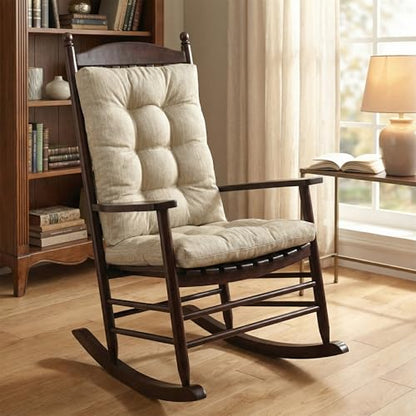 baibu Patented Dual-Layer Rocking Chair Cushion Set, 19.5 x 19.5 in, Beige | Two-piece memory foam seat and back cushion set with secure ties and a non-slip bottom for indoor rocking chairs. - color: Beige