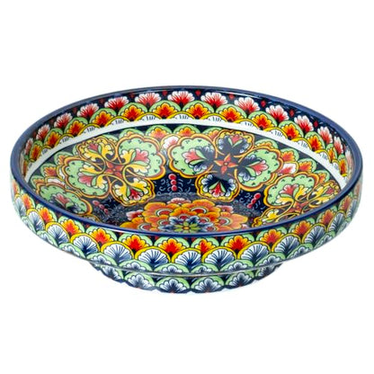10" Bohemian Style Decorative Bowl, Large Fruit Bowl for Kitchen Counter,Stylish Key Bowl for Entry Table, Bread Candy Snacks Organizer