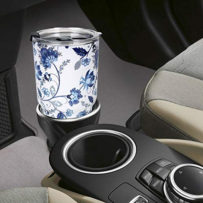 SYACOT 30oz Tumbler Double Wall Stainless Steel Vacuum Insulated Travel Mug with Splash-Proof Lid Metal Straw and Brush - color: Blue and White Porcelain-30oz