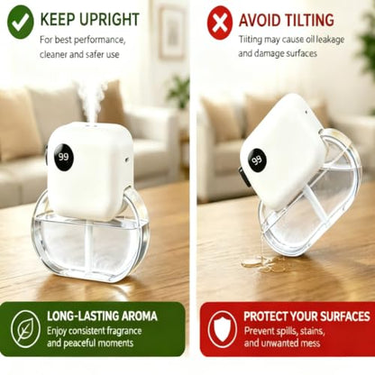 Aroma Diffuser with 170ML Essential Oil Set for Home,White Tea | Aromatherapy Diffuser with 6 Adjustable Mist Modes, 90 Days Long-Lasting Runtime, Ultra Quiet 35dB Operation, 7-Color Light - color: White