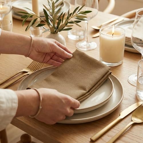 Accent Home 100% Cotton Napkins, Delicate Cloth Napkins for Dinners | 100% Pure Cotton Napkins, Economy Pack, Multi Purpose Use, Machine Washable, Cotton - color: 35 - Brown - Twill, size: 18" x 18" (Set of 6)