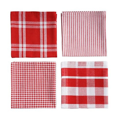 LANE LINEN 100% Cotton Kitchen Dish Cloths, Ultra Soft Absorbent Quick Drying Dish Towels, Multiweave Wash Cloths Dish Towel Sets, 13x13 Inches, 12 Pack - Red - color: 06: Red, size: 12"x12" - 12 Pack