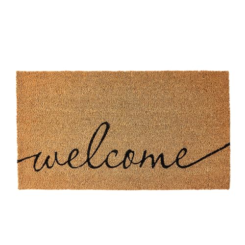 KANKUN Coco Coir Door Mat with Heavy Duty Backing, Welcome Doormat (17" x 30"), Doormat Entrance (Welcome1-1Pack) - color: Welcome1 - 1pack