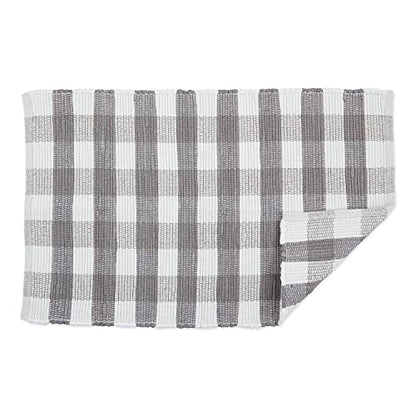 DII Buffalo Check Rug Collection, Hand Dyed Reversible Chindi Rug, 26x40, Gray - color: Grey, size: 2'2" x 3'4" (Rectangular)