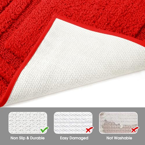 HOMEIDEAS Bathroom Rugs Sets 2 Piece, Super Soft and Absorbent Non Slip Microfiber Machine Washable Bath Mat Set (20" x 32" + 16" x 24", Red) - color: Loop- Red, size: 1'4" x 2'8" (16"x24"+20"x32")