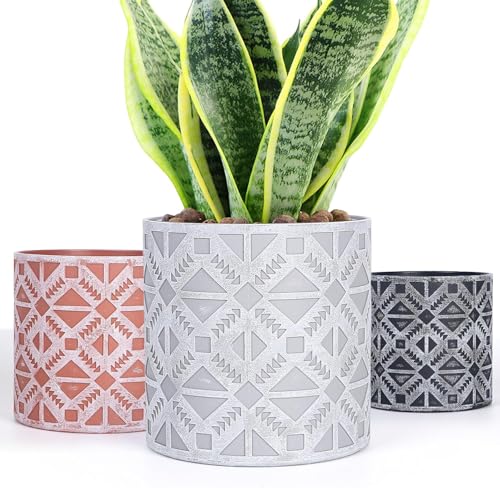 lokeisna Plant Pots, Set of Indoor Plant pots, Plastic Planter with Drainage and Saucer, Modern Distinctive Self Watering Plant Pot, Spray Spots (Indoor Plant Pots) - color: Indoor Plant Pots