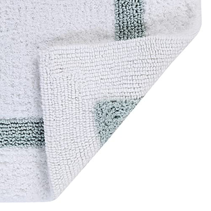 Better Trends Toilet Rugs U Shaped 100% Cotton 20" x 20" Bath Mats, White & Blue Contour Bath Mat - Tufted, Reversible & Absorbent & Machine Washable Bath Mats, Hotel Collection - color: White & Blue, size: 1'8" x 1'8" (20" x 20")