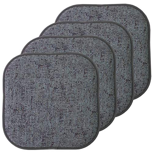 Sweet Home Collection Chair Cushion Memory Foam Pads Honeycomb Pattern Slip Non Skid Rubber Back Rounded Square 16" x 16" Seat Cover, 4 Pack, Broadway Multi Blue - color: Broadway Multi Blue, size: 4 Pack