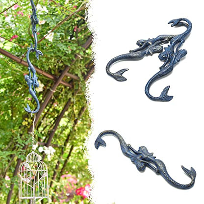 Sungmor Cast Iron Plant Hangers, 2PC Mermaid & 11 Inch Length, Large S Hooks for Hanging Plants, Ceiling Extender Hooks for Hanging Flower Basket, Planter, Macrame Plant Holder, Lantern, Windchime | Large S Hooks for Hanging Plants, Ceiling Extender Hooks