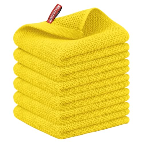 Nialnant Kitchen Hand Towels, 13 x 28 Inches, 100% Cotton | Dish Towel for Home, Soft Dish Cloth for Kitchen, Super Absorbent Tea and Bar Towels - color: Yellow, size: 13 x 28 - 6 Pack