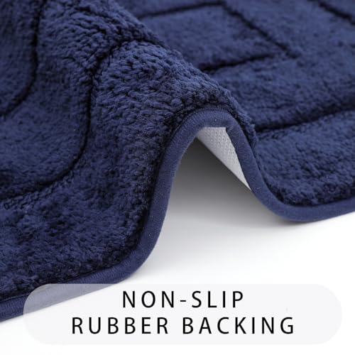 Bath Rug Non Slip,Navy Blue Indoor Doormat,20"x32" | Small Area Rug,Rubber Backed,Soft microfiber,Absorbent,Machine Washable,Bathroom,Entryway,Kitchen,Hallway - color: Navy Blue1
