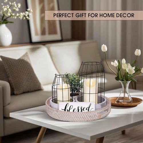 Rustic Farmhouse Decor Set of 7 - for Living Room Dining Table Centerpieces Fireplace Home Decoration- Modern Upscale Kitchen Counter Decor