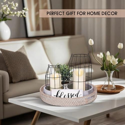 Rustic Farmhouse Decor Set of 7 - for Living Room Dining Table Centerpieces Fireplace Home Decoration- Modern Upscale Kitchen Counter Decor