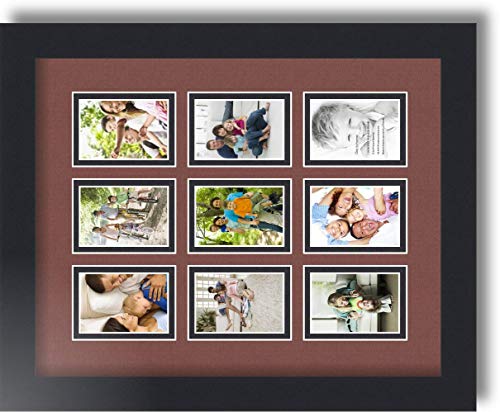 ArtToFrames Collage Photo Frame Double Mat with 9-2x3 Openings with Satin Black Frame and Brique mat. - color: Brique, size: 9 - 2x3