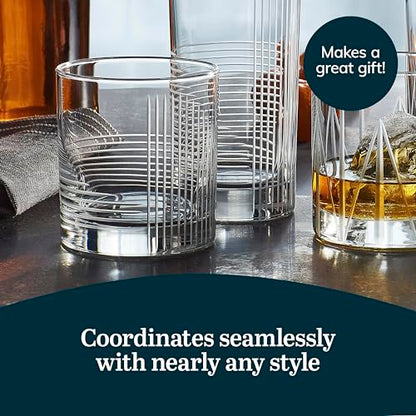 Libbey Cut Cocktails Rocks Glasses Set, Clean, Linear Glassware Drinking Glasses Set of 4, Dishwasher Safe Glasses for Weddings, Birthdays, and More - color: Passage Rocks