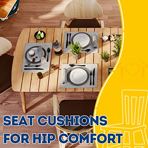 AAAAAcessories D-Shaped Chair Cushions, 2" Thick Dining Chair Pads with Ties and Removable, Machine-Washable Cover, 17" x 16", Set of 4, Brown - color: Brown, size: 4 Count(Pack of 1)