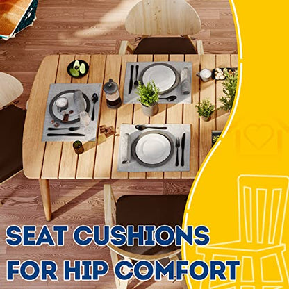 AAAAAcessories D-Shaped Chair Cushions, 2" Thick Dining Chair Pads with Ties and Removable, Machine-Washable Cover, 17" x 16", Set of 4, Brown - color: Brown, size: 4 Count(Pack of 1)