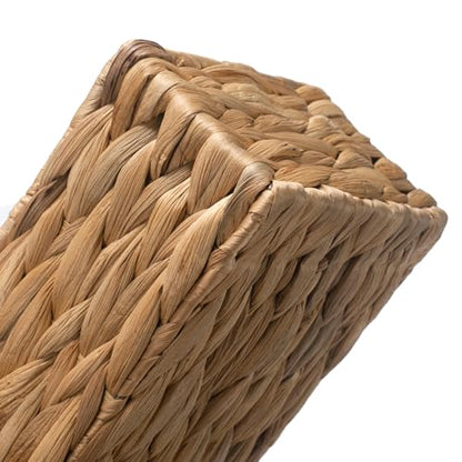 Wicker Bathroom Basket with 3 Compartments, Water Hyacinth Toilet Tank Basket, Woven Storage Box for Bathroom Organizer (14.6 x 4.7 x 3.1 inch) - size: 14.6" x 4.7" x 3.1"