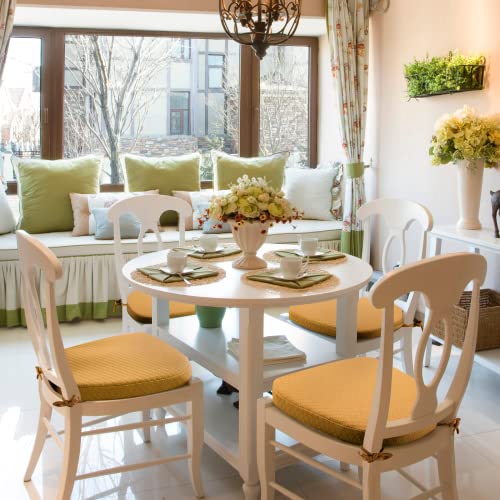 BUYUE Luxury 100% Pure Memory Foam Chair Cushion 1 Pack, Jacquard 16" U-Shape Comfortable Dining Chair Pad, Removable Slip Resistant Kitchen Chair Seat Cushion, (1 piece, Ocher) - color: Ocher